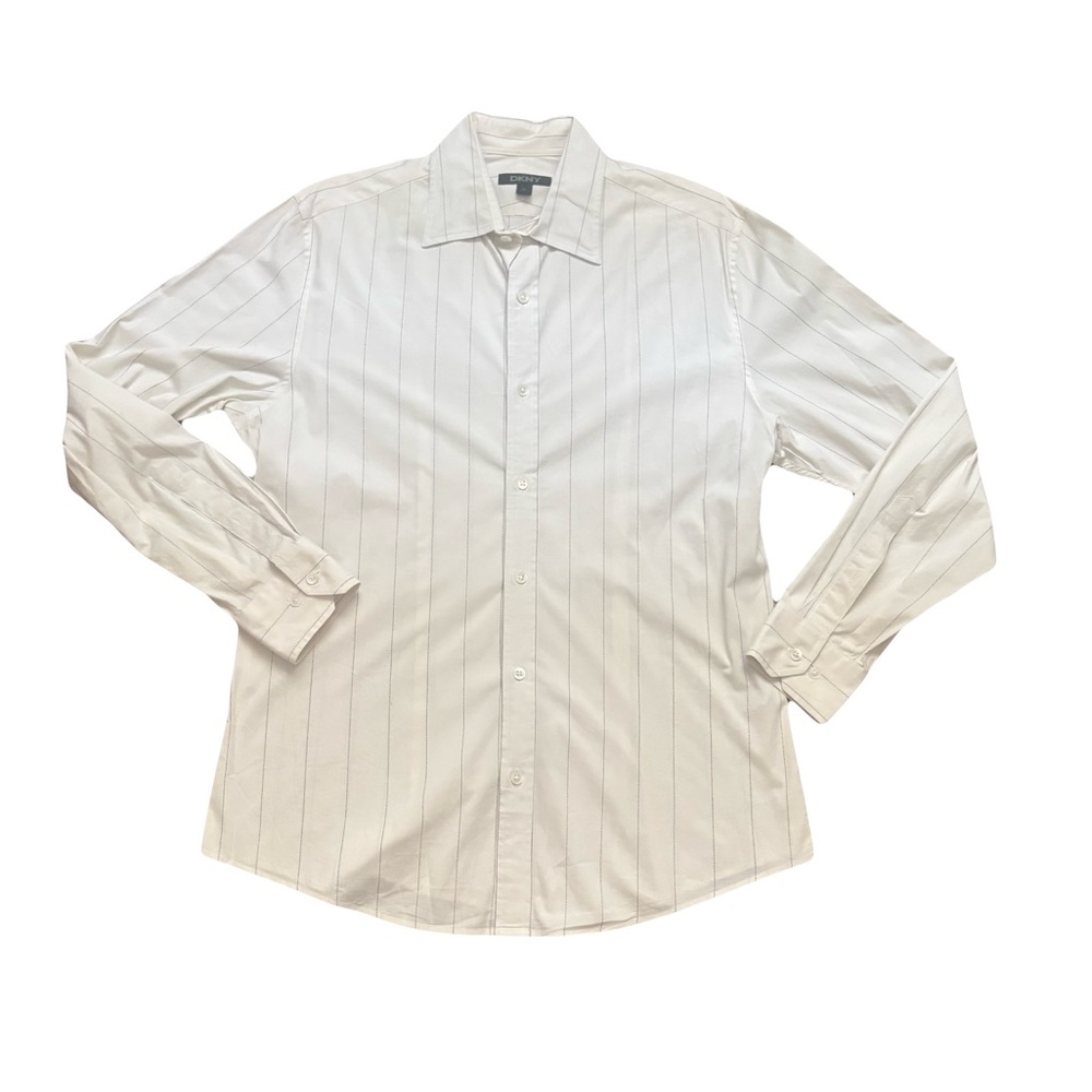DKNY Men's Classic White Pinstripe Dress Shirt